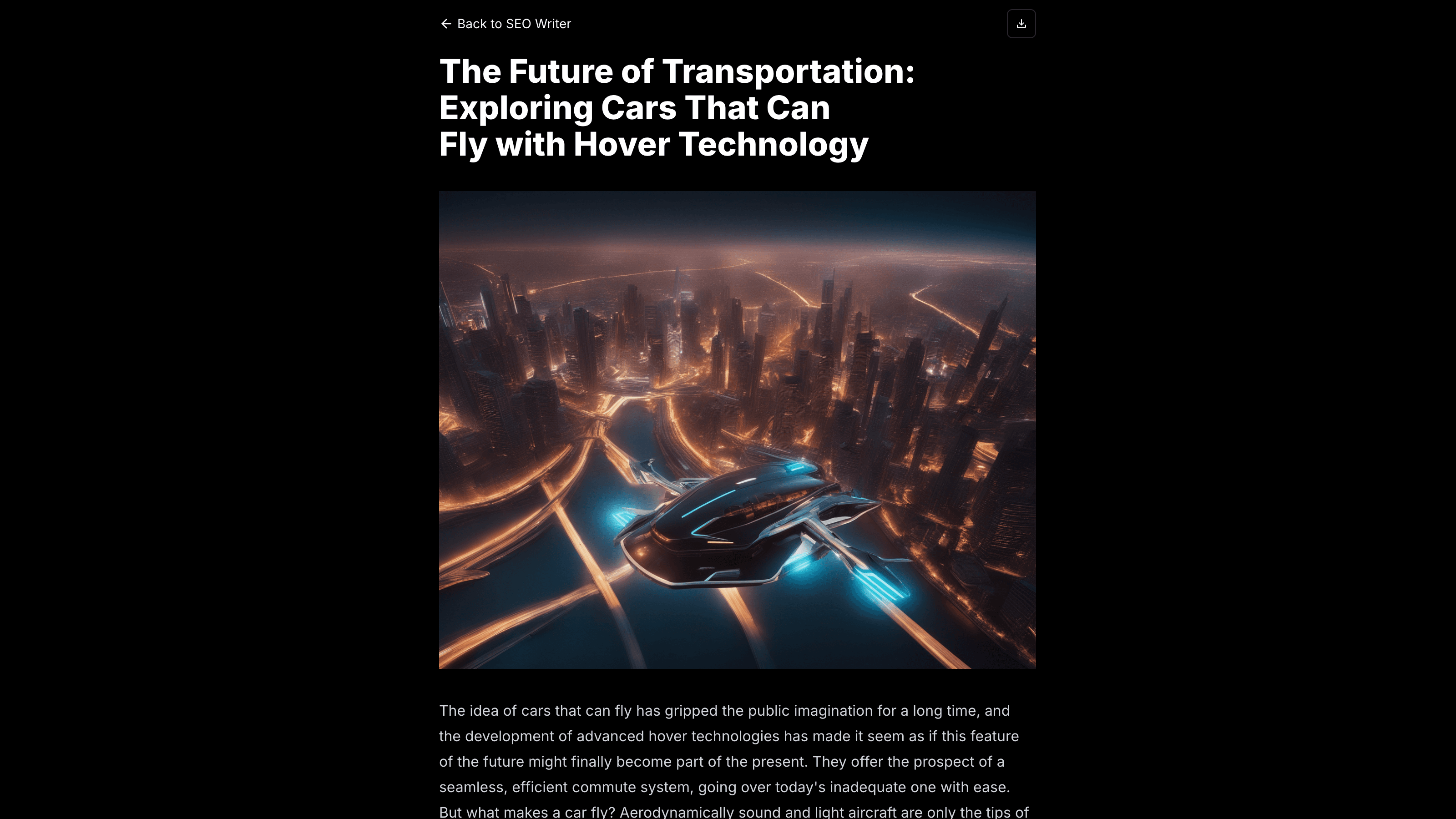 AI-generated blog post with SEO-optimized featured image showing transportation technology