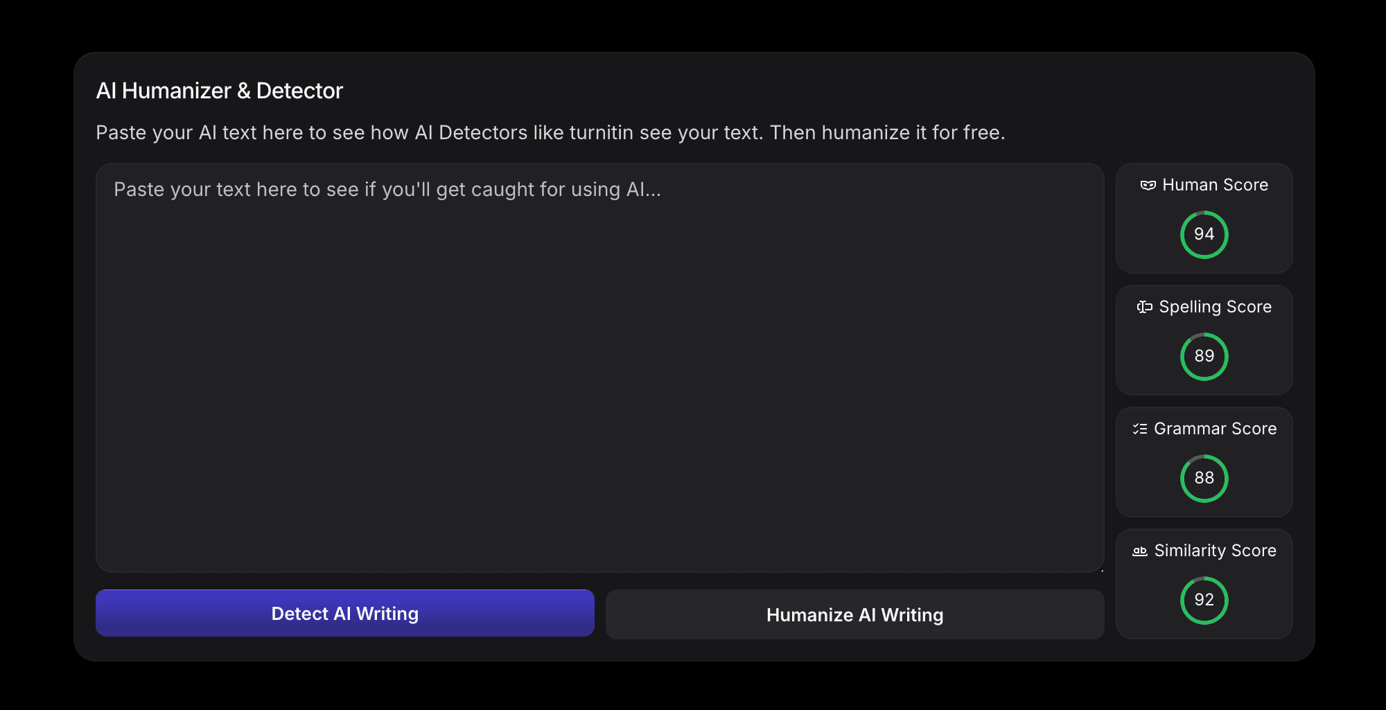 Undetectable AI content generation interface showing stealth writing mode