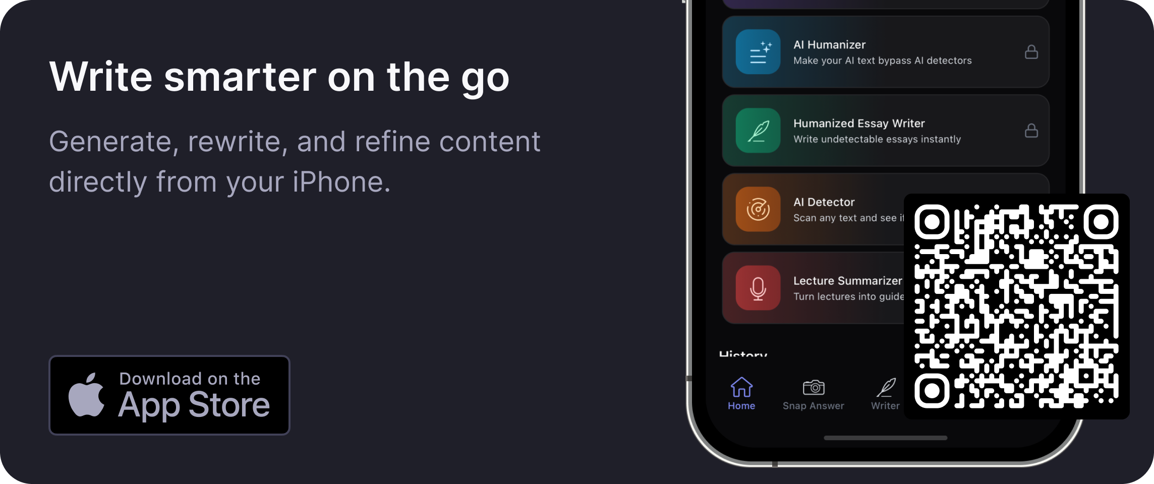 Write smarter on the go — generate, rewrite, and refine content directly from your iPhone. Download StealthGPT on the App Store.