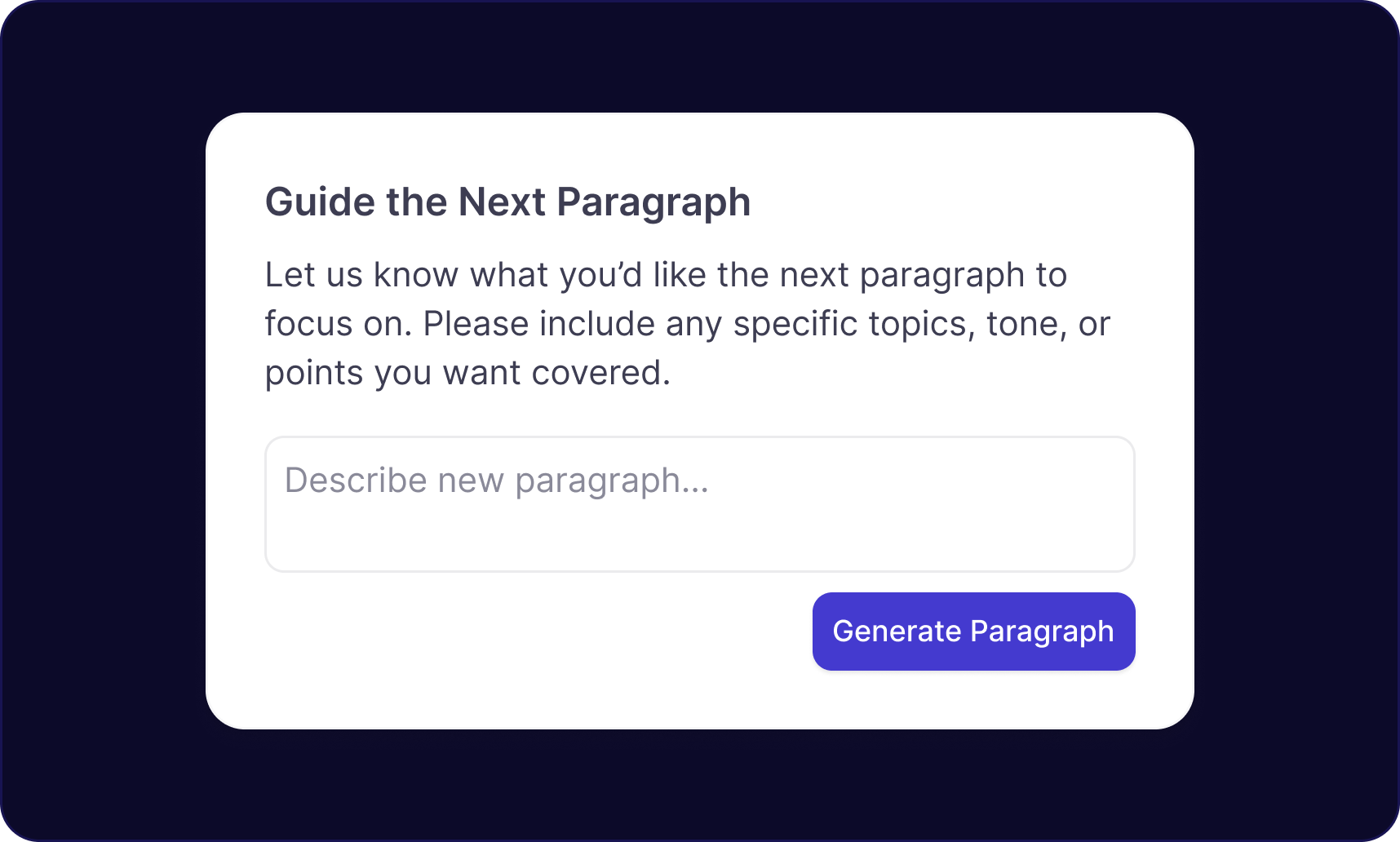 Guide the Narrative intelligently